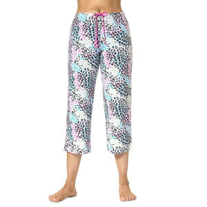 Hue Women's Size XL White & Colorful Leopard Print Capri Pajama Pants NWT